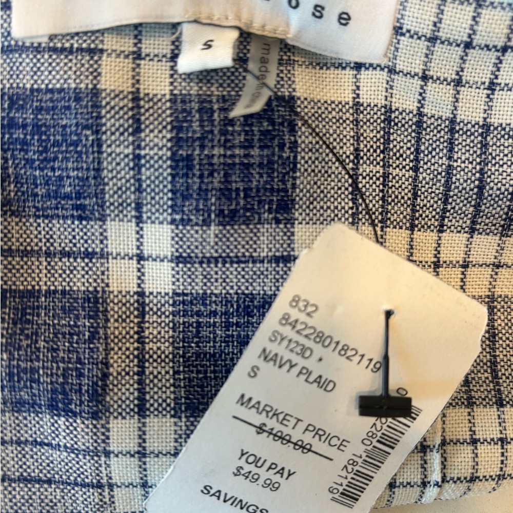 Endless Rose One Shoulder Ruffle Mini Dress Blue White Plaid Asymmetrical S NWT - Picture 5 of 7